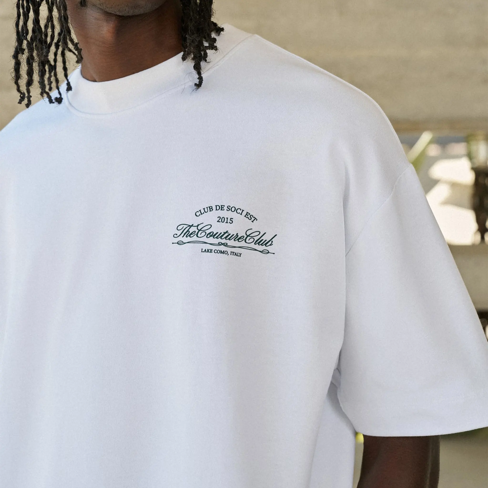 Front View of The Couture Club De Soci Graphic Forest Green T-Shirt